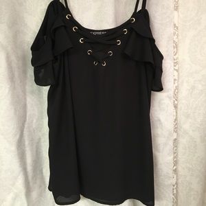 Express lace up front off shoulder top